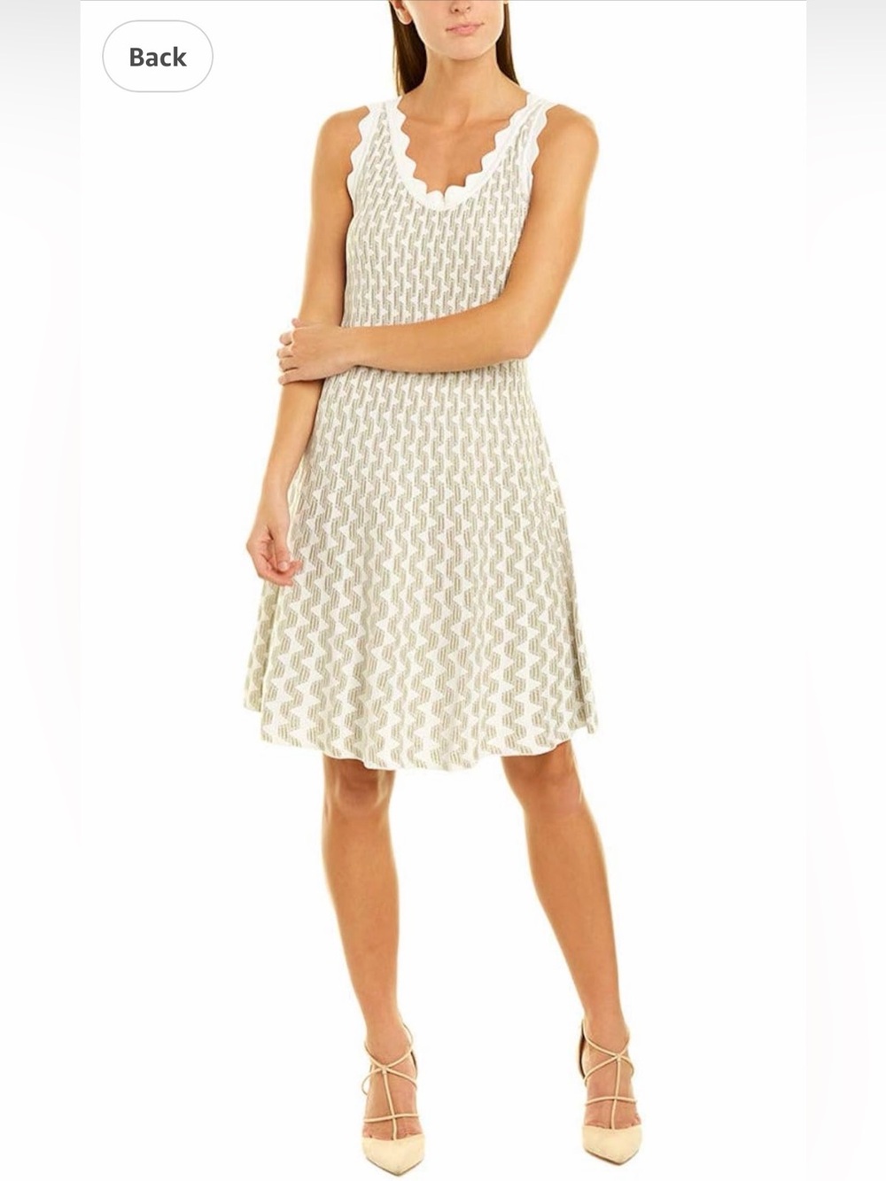 Nic+Zoe women’s spring long twirl dress white and sage green Large Nwt.